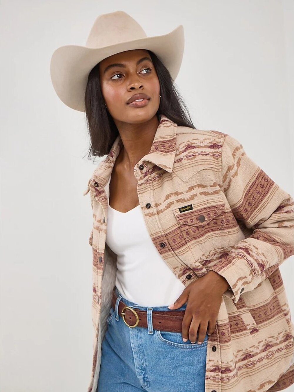 Wrangler Retro Quilt Lined Jacquard Southwestern Print Shacket Women's L NWT